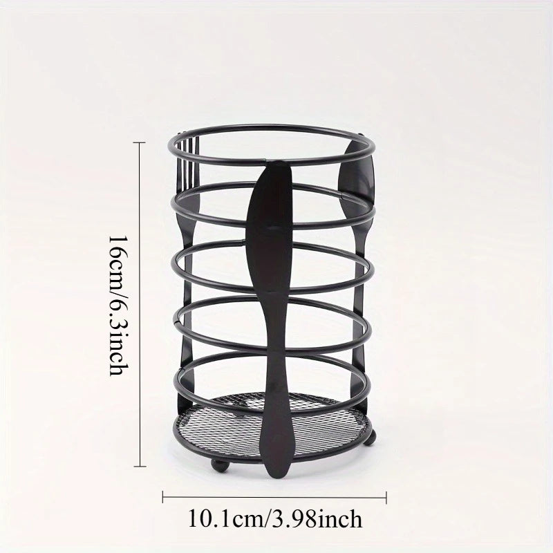 Metal Vertical Utensil Drain Rack | Kitchen Cutlery Holder Utensil Drain Rack Babs Black