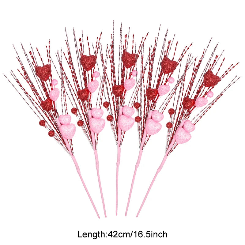 5pcs Artificial Heart Berry Picks – Wedding & Valentine's Décor Artificial Floral Picks Babs B 5Pcs