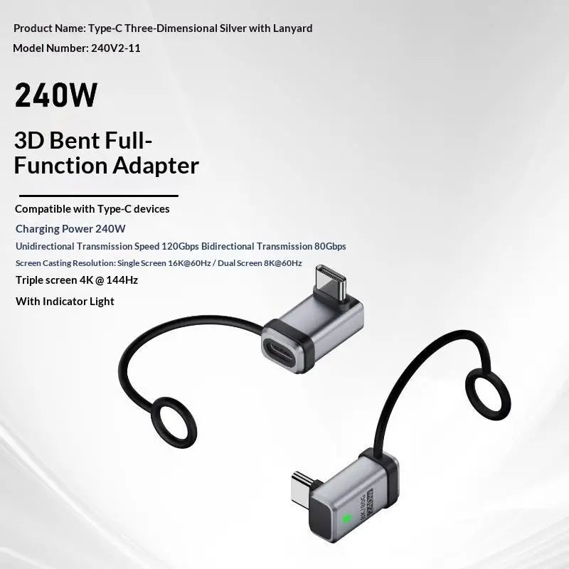 USB4 Right-Angle USB-C Adapter 240W PD 120Gbps 16K Display USB-C Adapter Babs A19