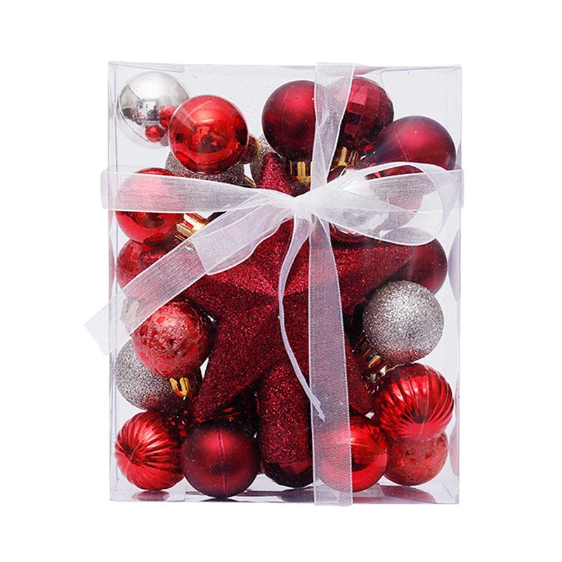 30-Piece Christmas Bauble Ball Set – Tree Ornaments & Star Topper Christmas Tree Ornaments Babs dark red Other