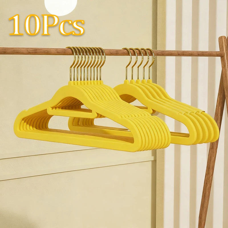 10-Pack Non-Slip Felt Suit Hangers | Ultra-Slim 360° Gold Hook Clothes Hangers Babs Yellow