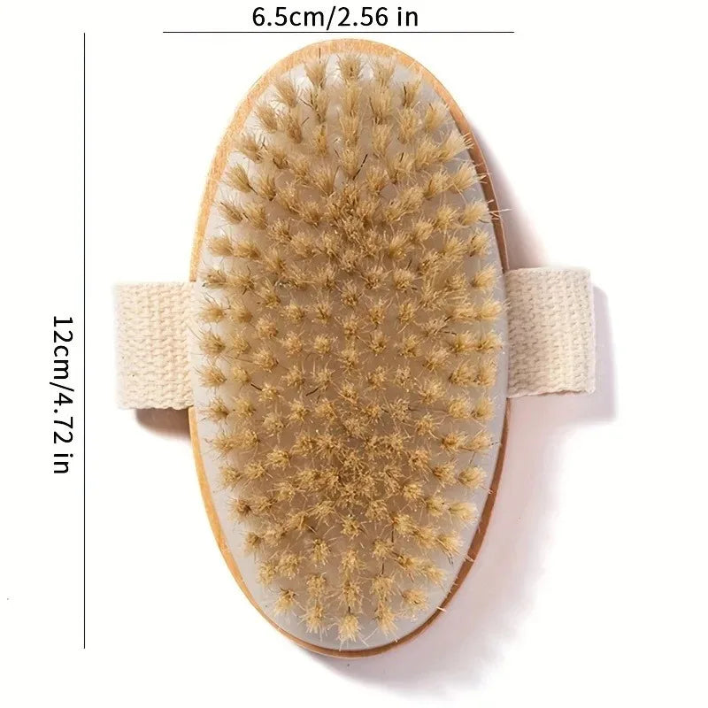 Natural Bristle Body Spa Brush – Wet & Dry Skin Massager Bath & Body Brush Babs