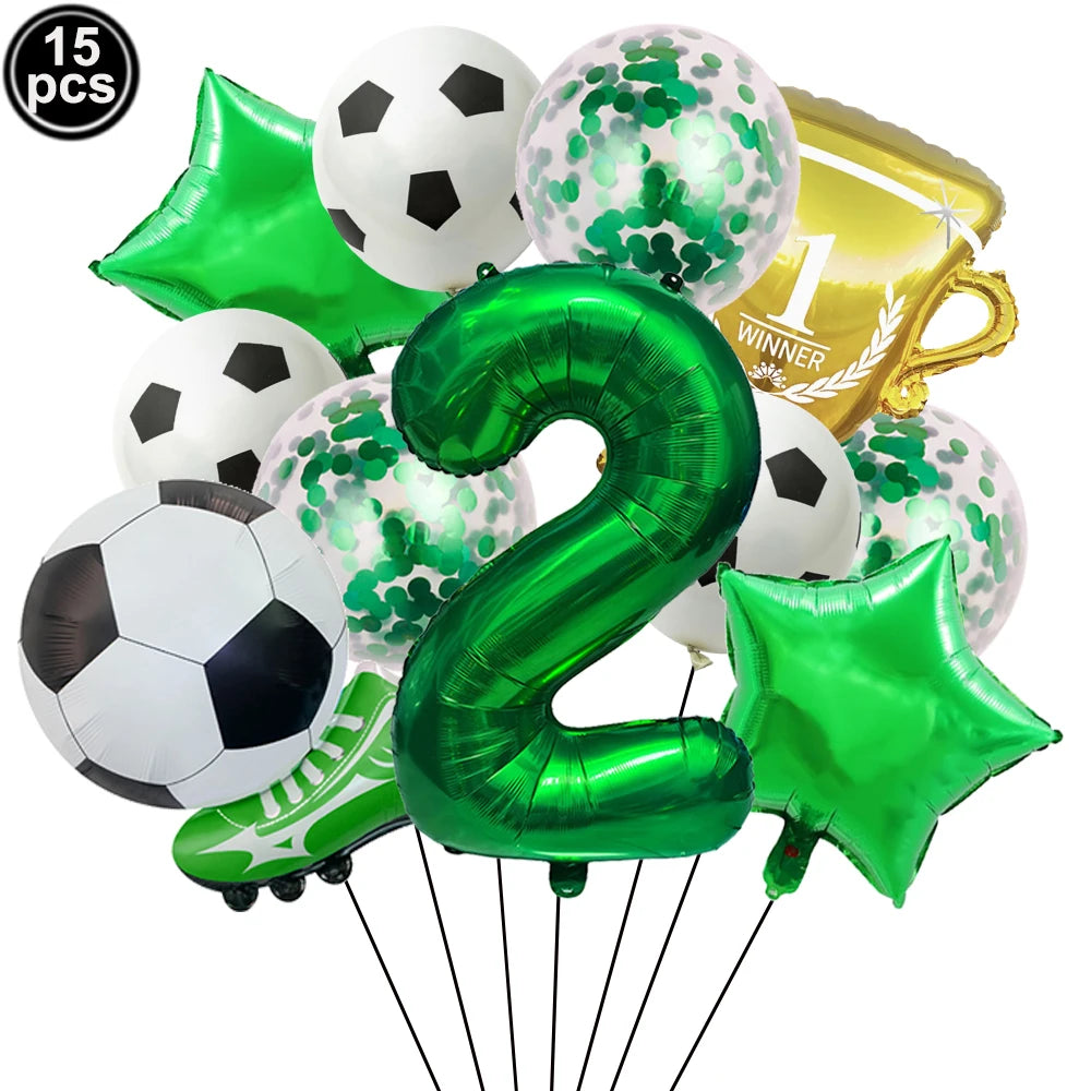 32" Soccer Ball Foil Balloon Set – Kids Birthday Party Decor Party Foil Balloons Babs Green Number 2 As pictures show