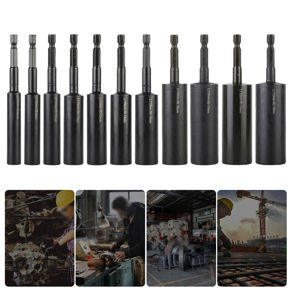 110mm Deep Hex Socket Nut Driver Drill Bit H8–H19 Adapter Socket Nut Driver Bit Babs