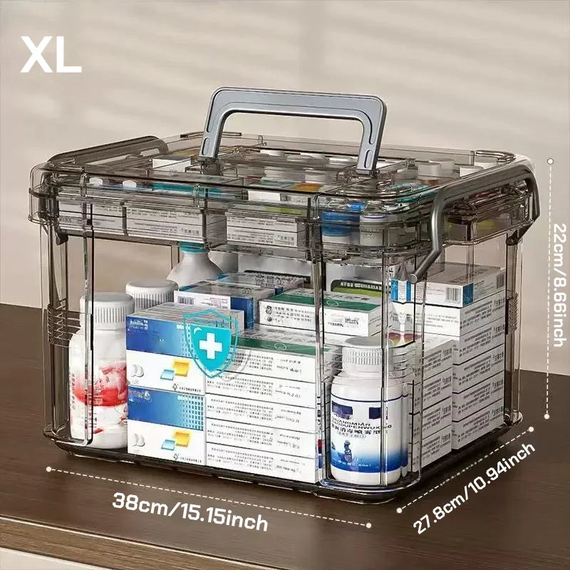 Clear Medicine Organizer Storage Box with Tray | First Aid Chest Medicine Storage Box Babs XL