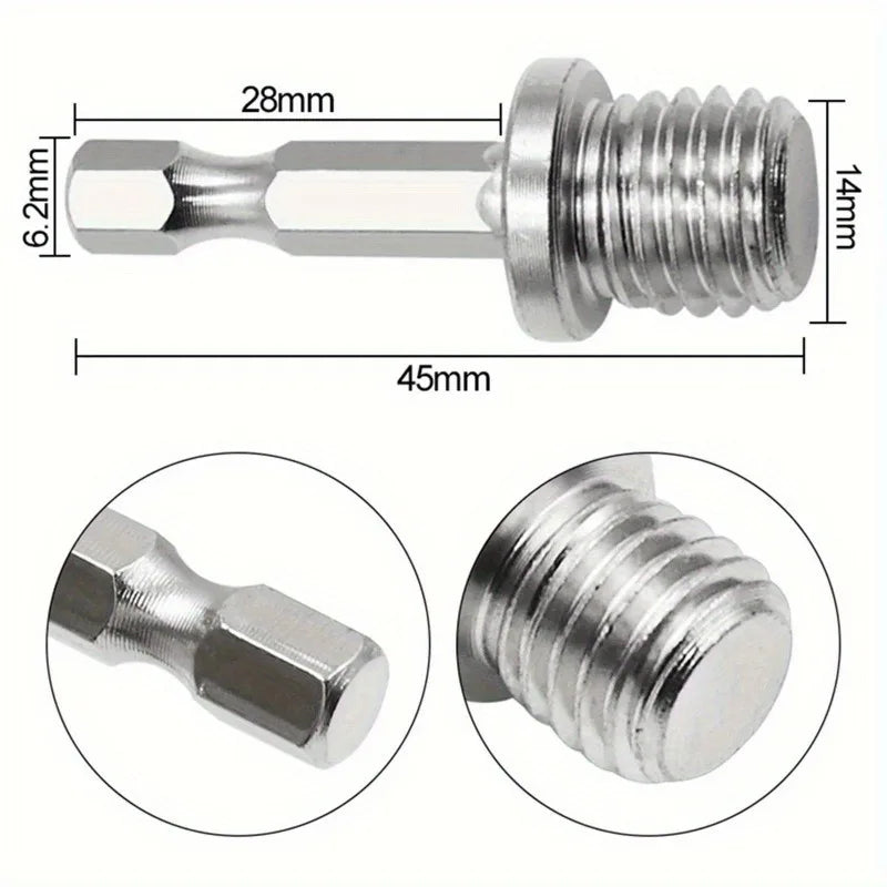 1/4" Hex Shank M14 Drill Adapter for Angle Grinder – 10 Pack Drill Adapter Babs