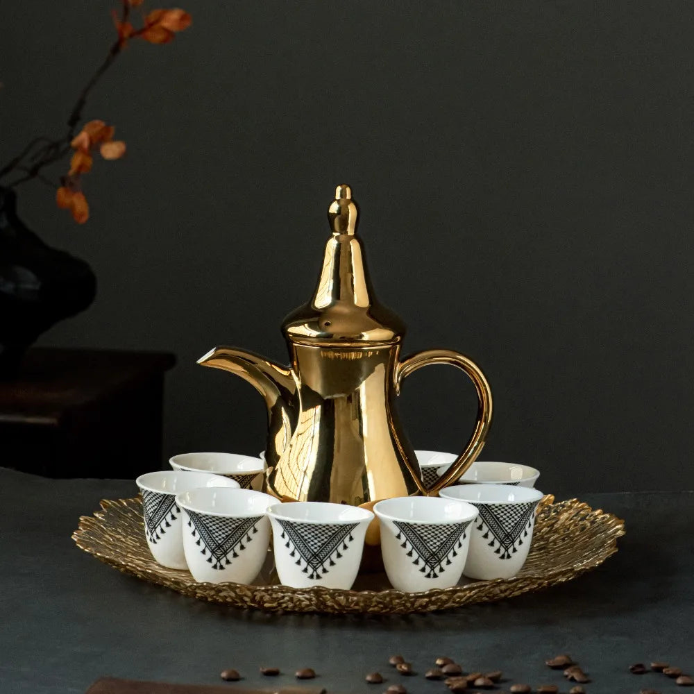 6-Piece Ceramic Turkish Coffee Cup Set – 70ml Vintage Style Ceramic Coffee Cup Set Babs
