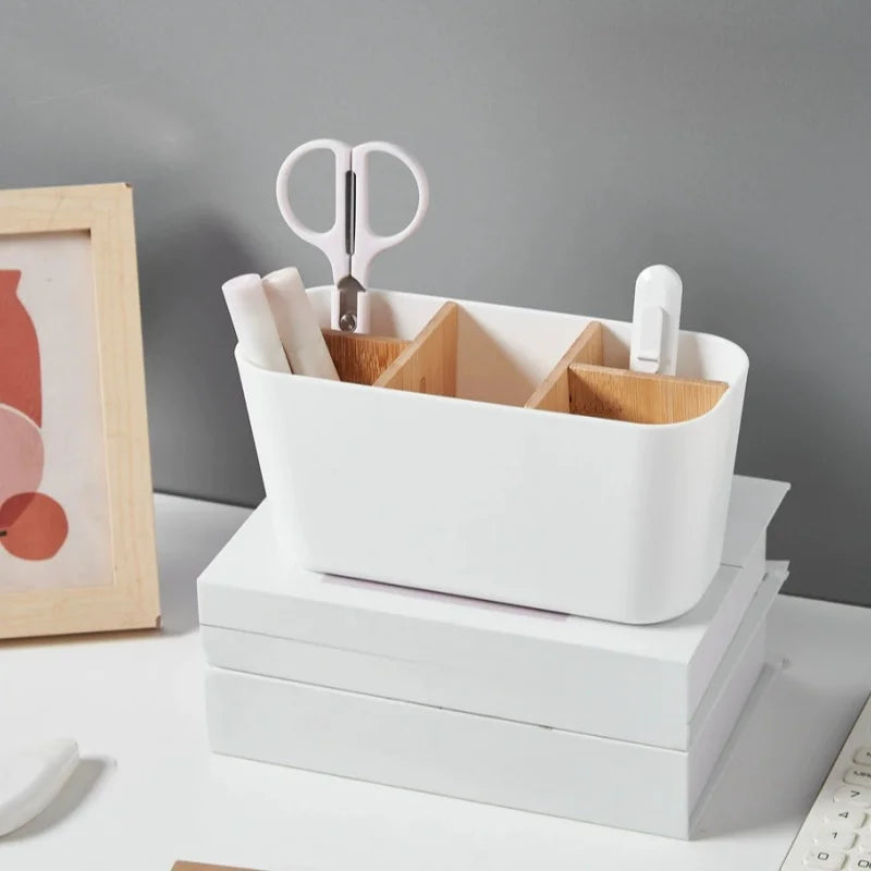 5-Slot Bamboo-Style Toothbrush Holder – Bathroom Countertop Organizer Toothbrush Holder Babs