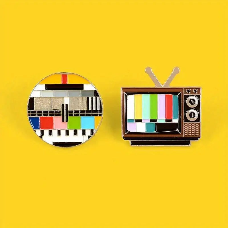 2pc No Signal Enamel Pin Set – Retro TV Brooches & Badges Enamel Pin Brooch Babs 2pc miexd