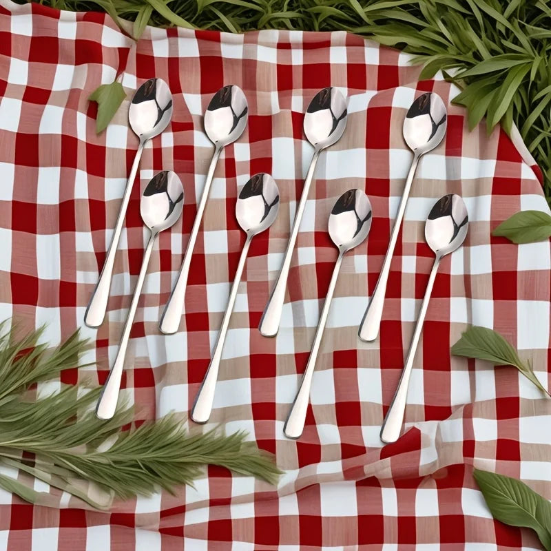 8-Piece Stainless Steel Long Handle Stirring Spoon Set Stirring Spoon Set Babs