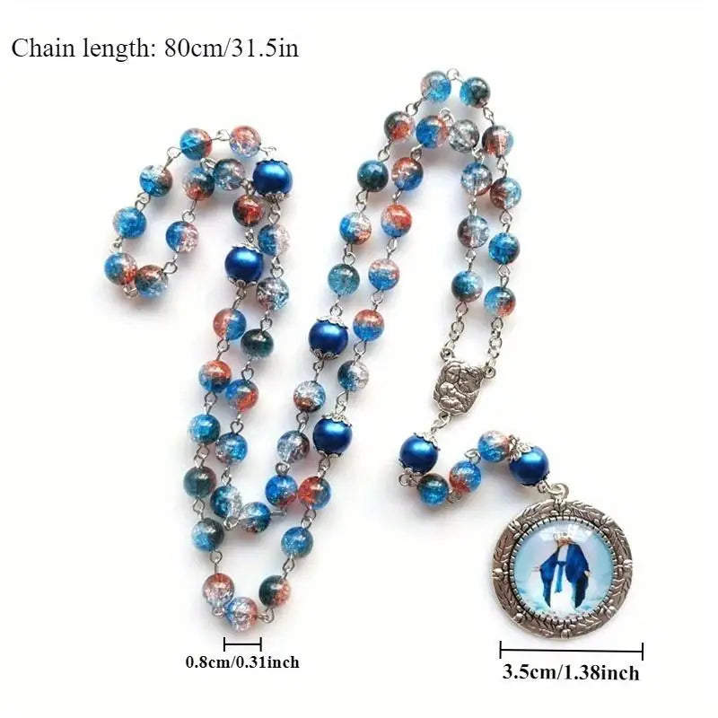 Vintage Virgin Mary Rosary Y-Necklace – Catholic Cross Pendant Religious Pendant Necklace Babs