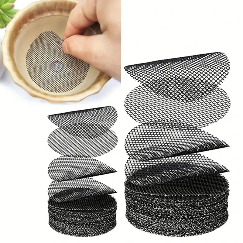 Round Pot Drainage Mesh Screens – 50 Pcs, Prevent Soil Loss Pot Drainage Screen Babs
