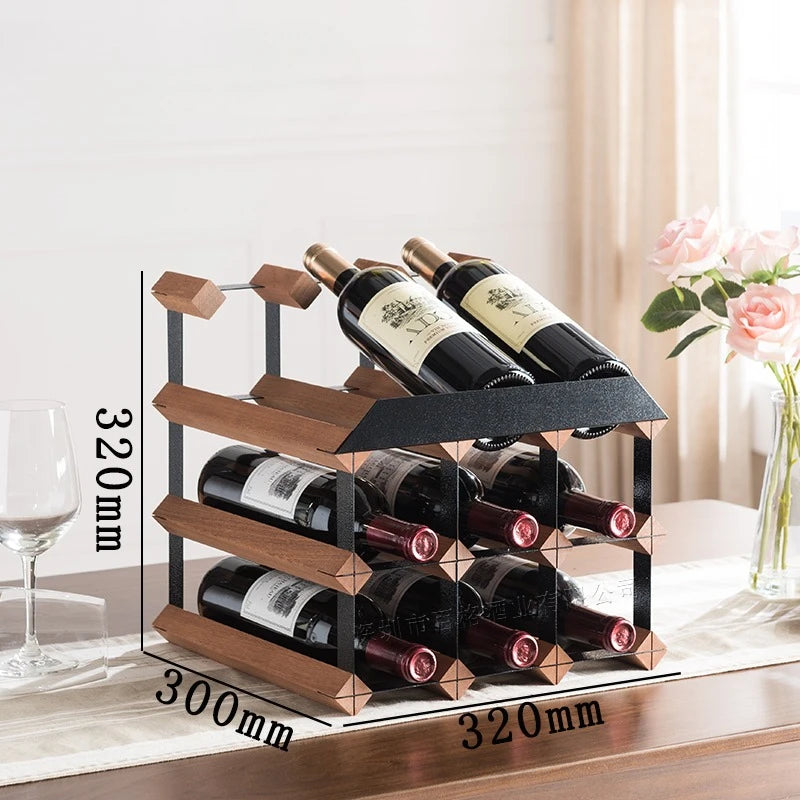 Luxury Wooden & Steel Decorative Wine Rack | Elegant Holder Decorative Wine Rack Babs 3X3