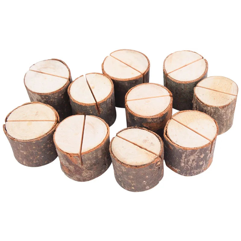 10pcs Wood Place Card Holders – Rustic Wedding & Party Table Decor Place Card Holders Babs