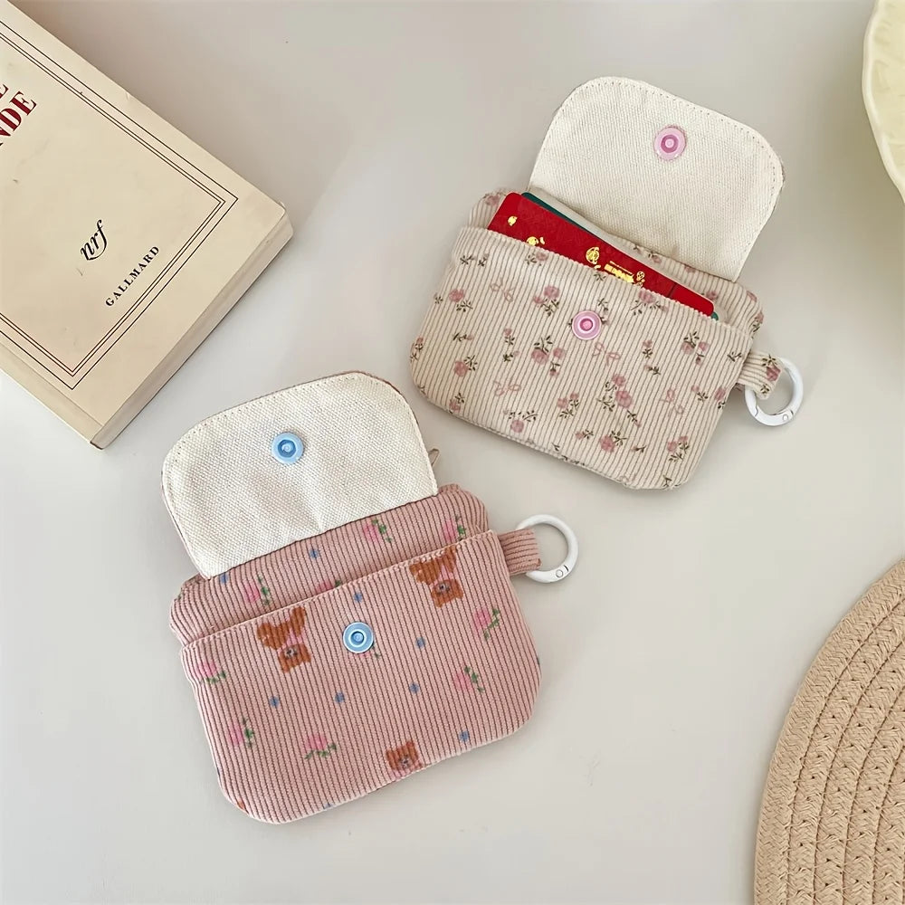 Corduroy Coin Purse Women's Zipper Wallet & Card Holder Coin Purse Wallet Babs