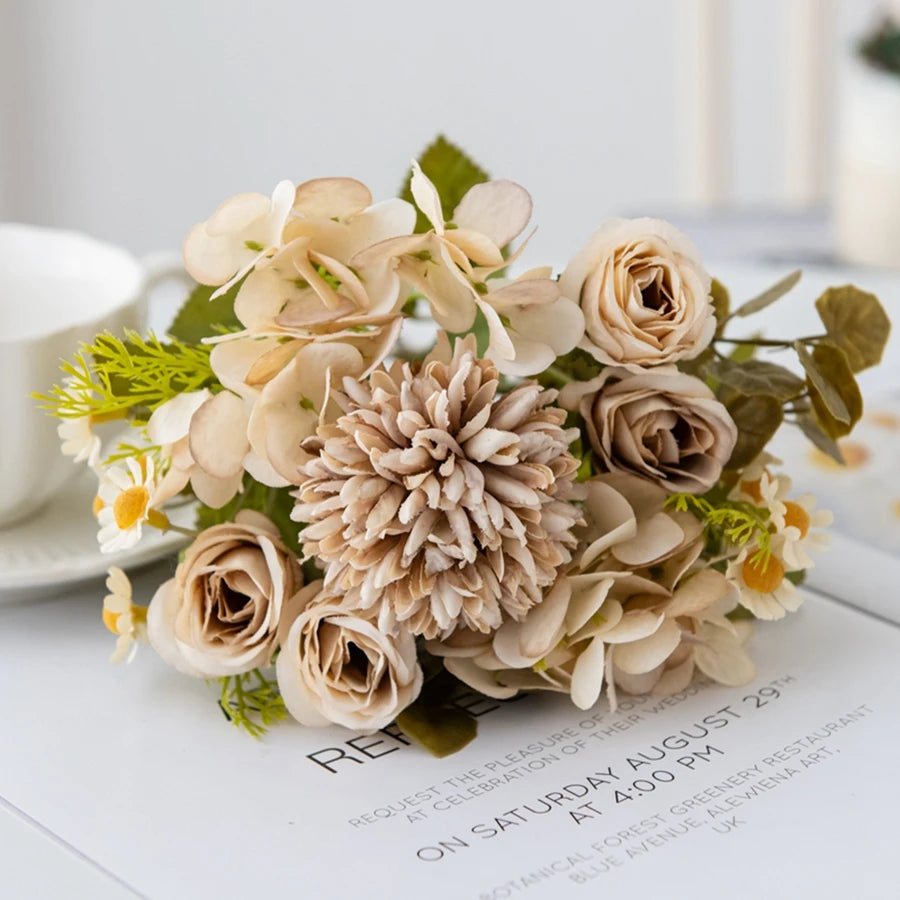 Artificial Chamomile Rose Bouquet – Wedding & Home Décor Artificial Flower Bouquet Babs Light Grey 3 pcs