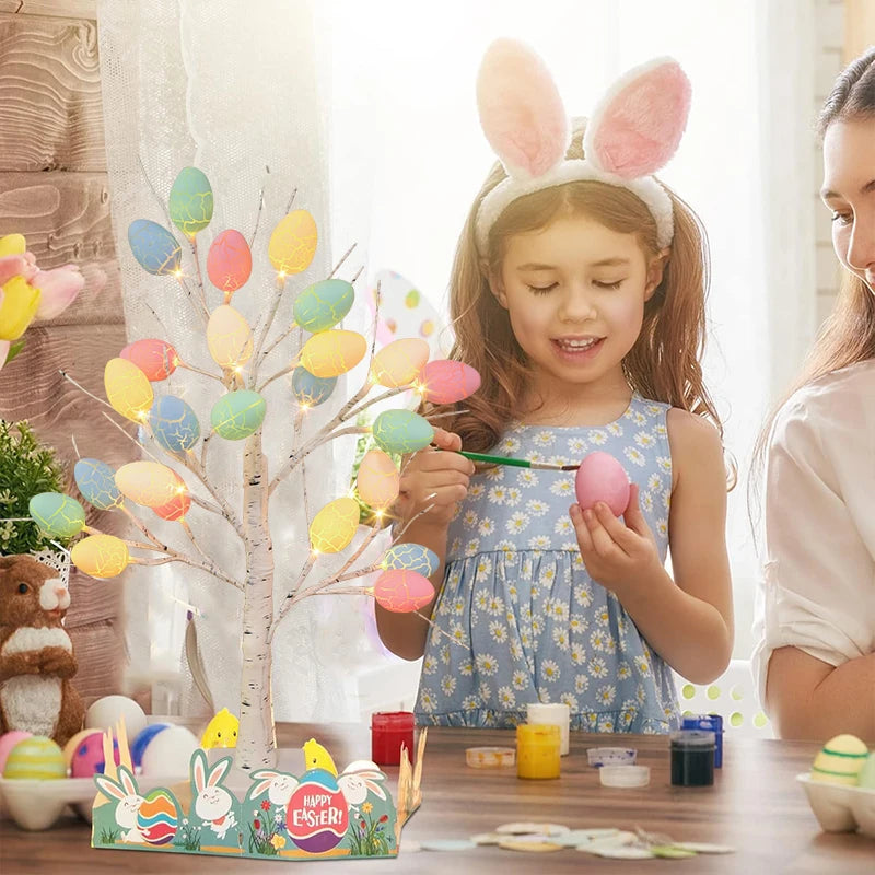Easter LED Birch Tree with 24 Egg Ornaments | Spring Table Decor Easter Tree Decoration Babs