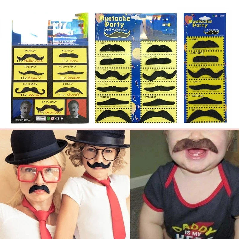 Fake Beard & Mustache Costume Props – Elastic & Self-Adhesive Costume Prop Set Babs