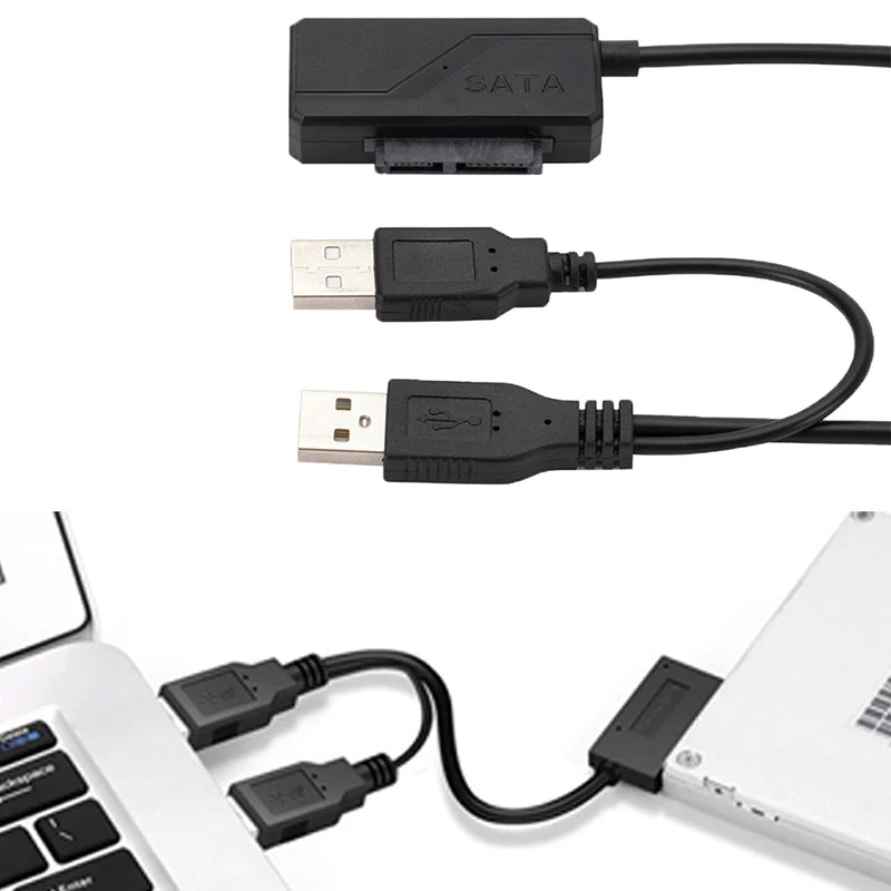 SATA to USB 2.0 13-Pin Slim Optical Drive Adapter Cable SATA USB Adapter Cable Babs