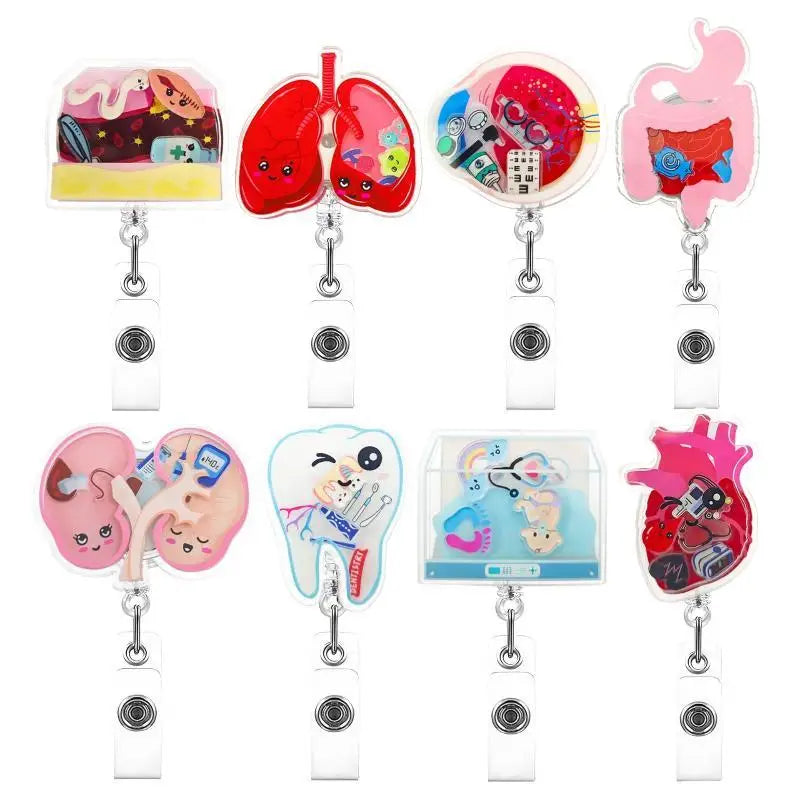 Cartoon Organ Retractable ID Badge Reel for Nurses & Doctors Retractable Badge Reel Babs