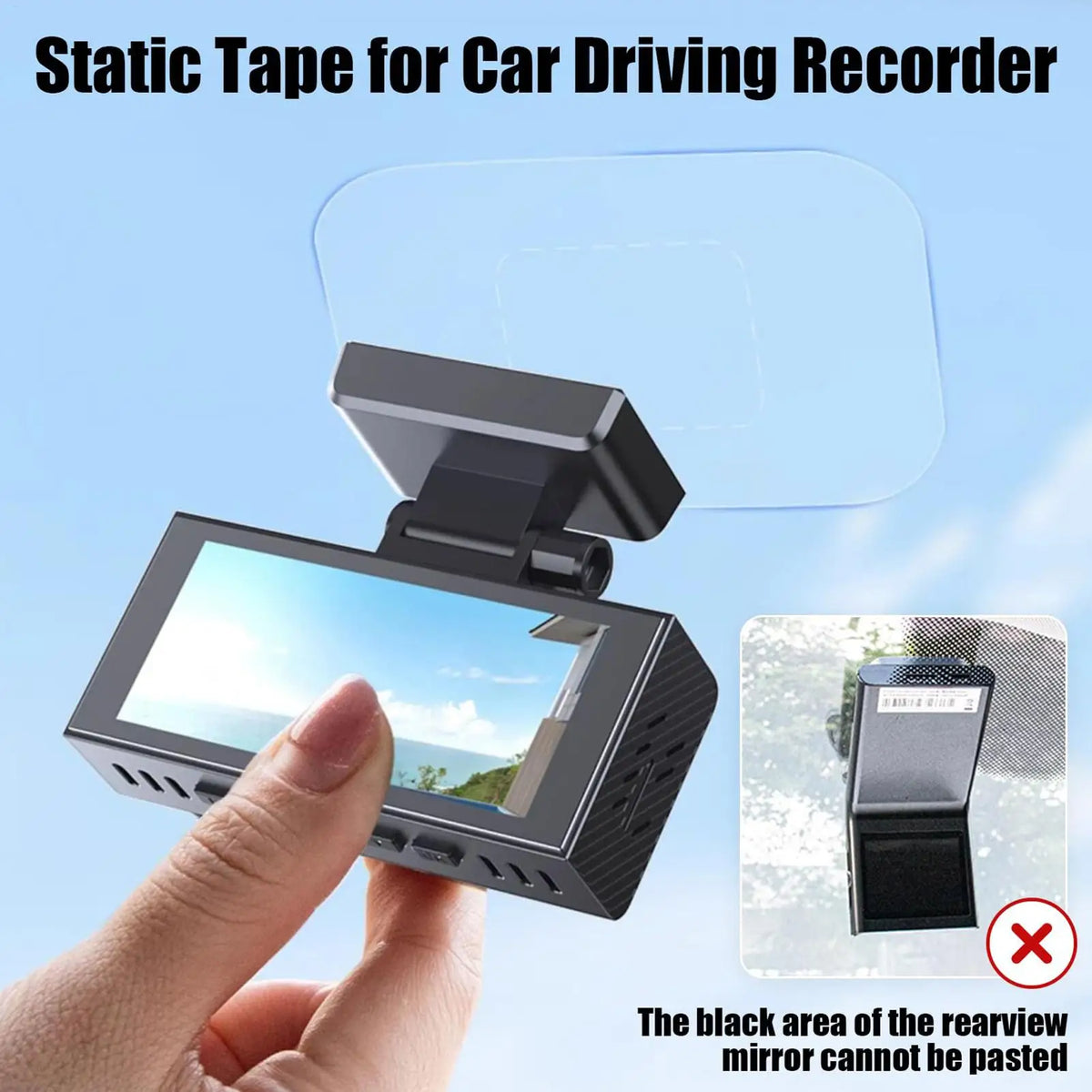 6-Pack Dash Cam Windshield Electrostatic Stickers – Clear PET Film Dash Cam Mount Sticker Babs