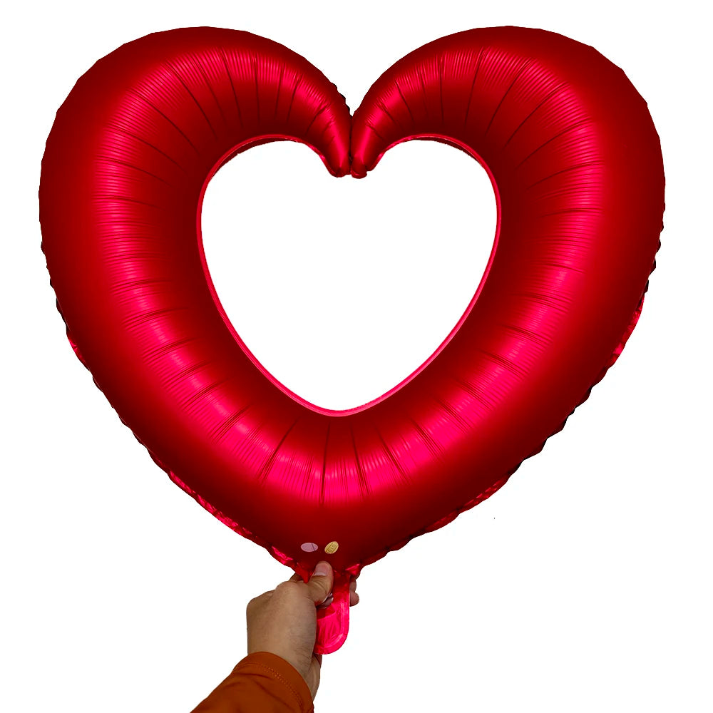 Red Heart & Rose Teddy Bear Foil Balloons – Valentine's Decor Party Foil Balloons Babs