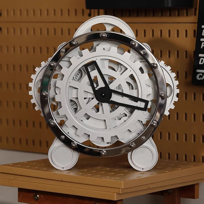 Nordic Rotating Gear Table Clock – 14" Metal Desk Decor Decorative Desk Clock Babs