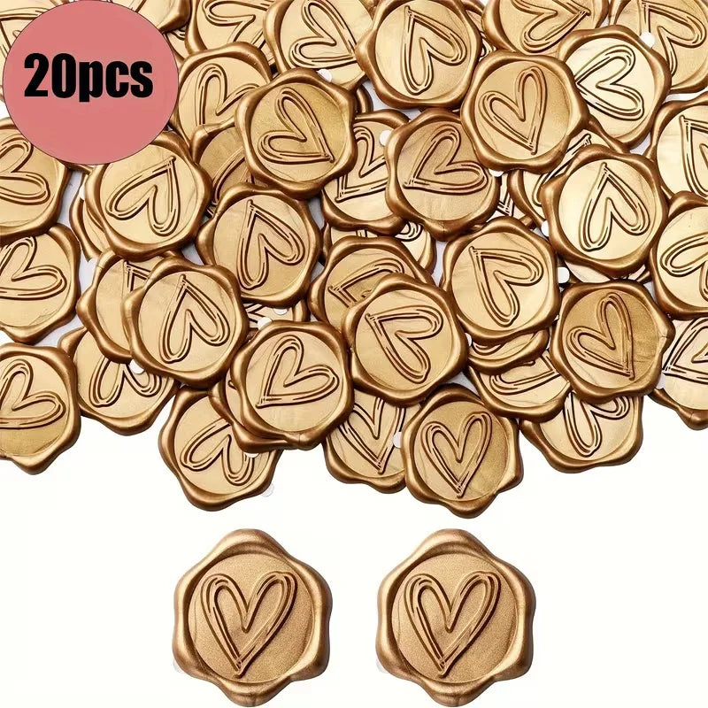 20pcs Heart Wax Seal Stickers – Wedding & Gift Envelope Decor Decorative Wax Seal Stickers Babs