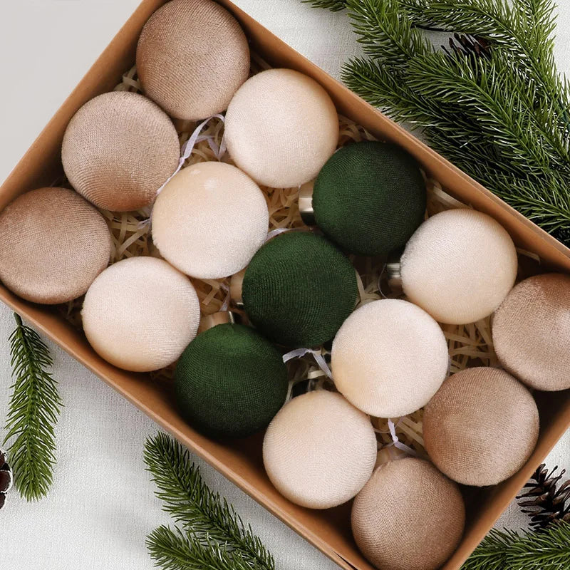 15pcs Velvet Christmas Ball Ornaments 6cm Xmas Tree Decorations Christmas Ball Ornaments Babs