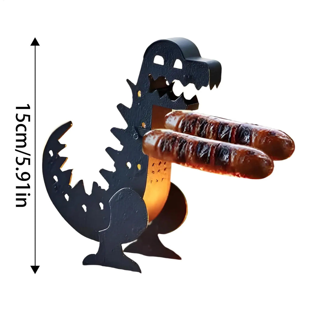 Dinosaur BBQ Hot Dog & Sausage Grill Holder – Camping Tool BBQ Grill Holder Babs
