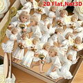12PCS Retro Wood Angel Ornaments – Christmas & Halloween Decor Holiday Tree Ornaments Babs WHITE