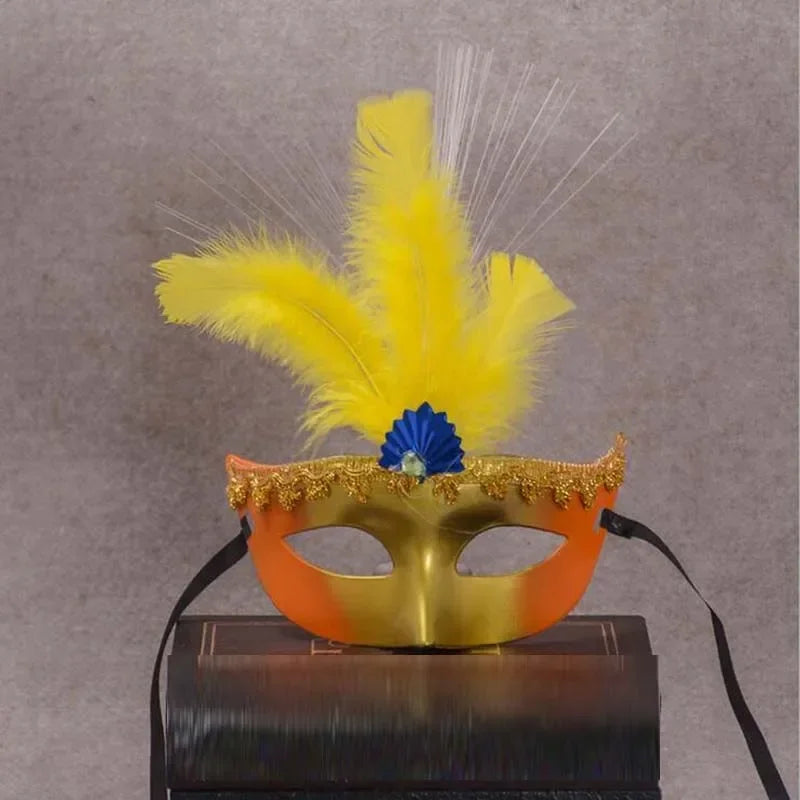 LED Flashing Feather Venice Mask – Masquerade Party Cosplay Feather Ball Mask Babs 12