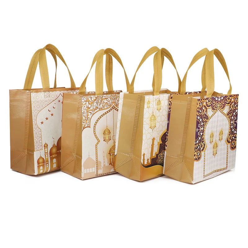 4-12Pcs Eid Mubarak Nonwoven Gift Bags – Ramadan Party Supplies Festival Gift Bags Babs