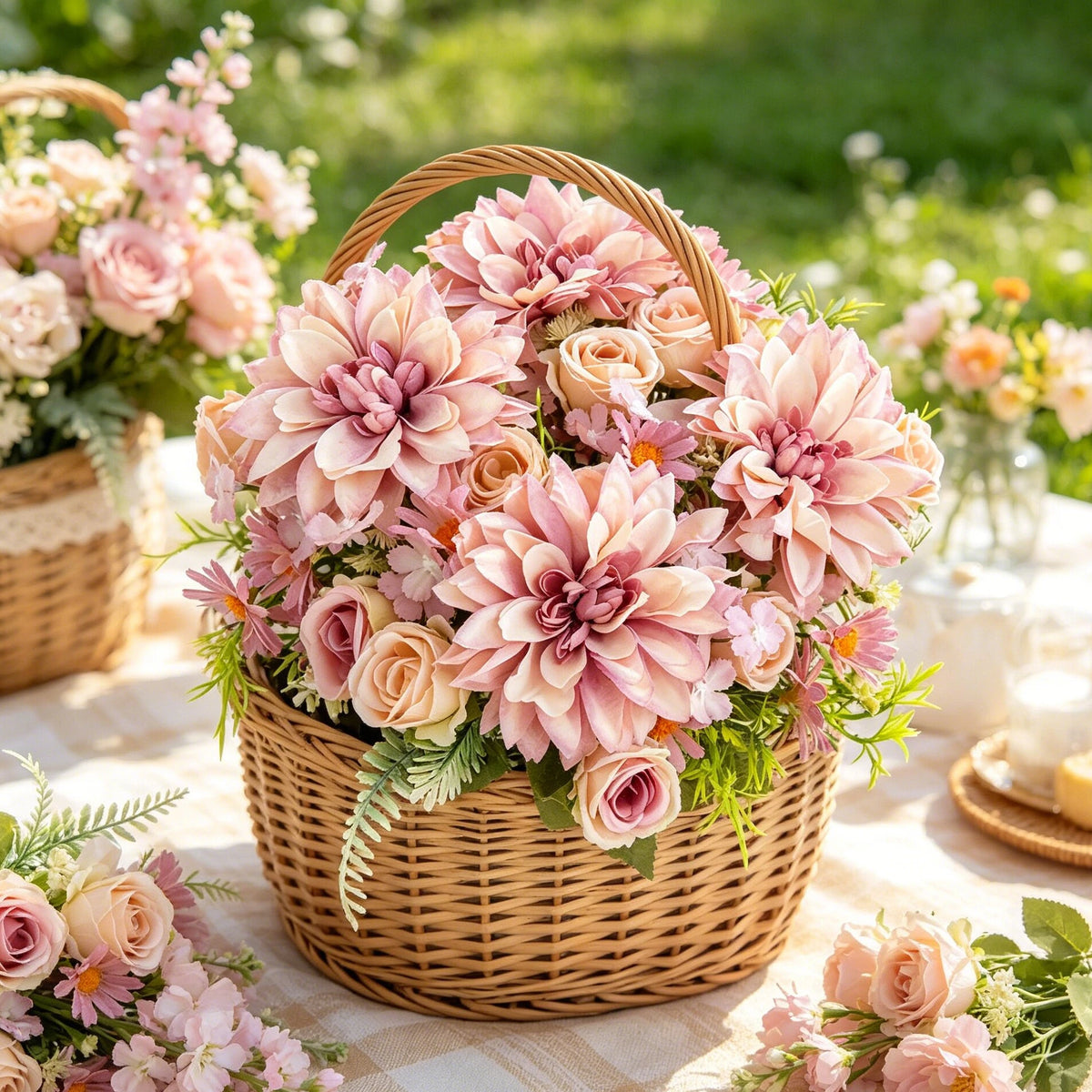 Artificial Silk Rose & Dahlia Bouquet – Wedding & Home Décor Artificial Flower Bouquet Babs