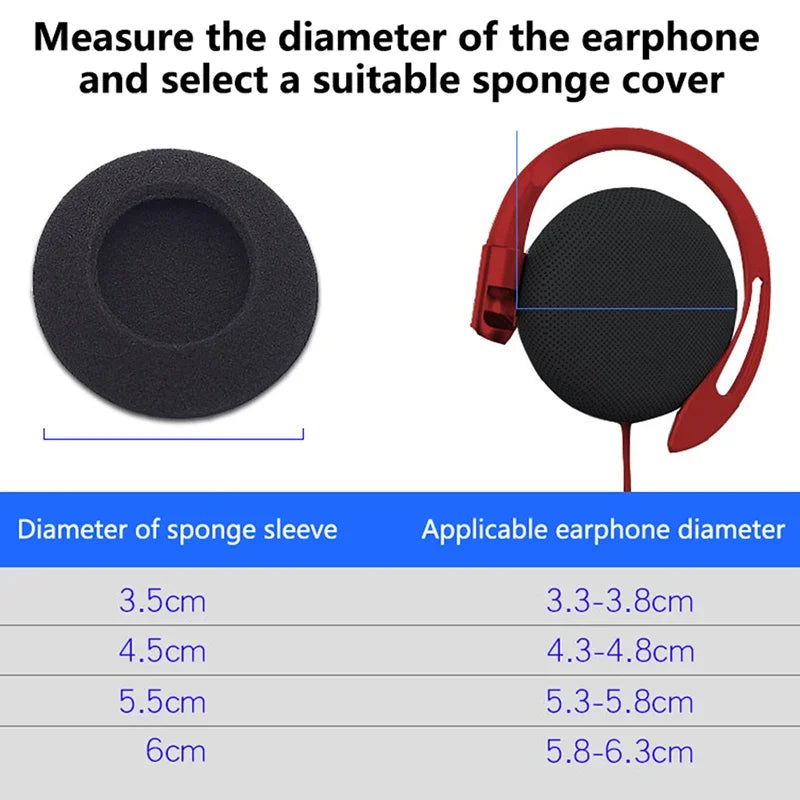 10-Pack Foam Ear Pads Cushions for Earhook Headphones 3.5–6cm Headphone Ear Pads Babs
