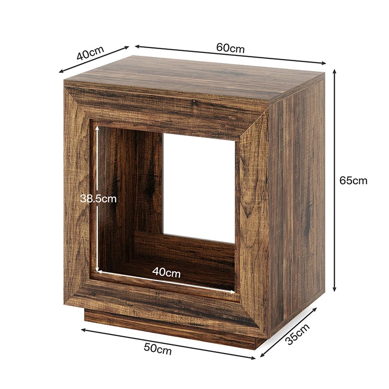 Modern Wood Coffee Table with Storage – Square Side Table Coffee Side Table Babs Dark wood color