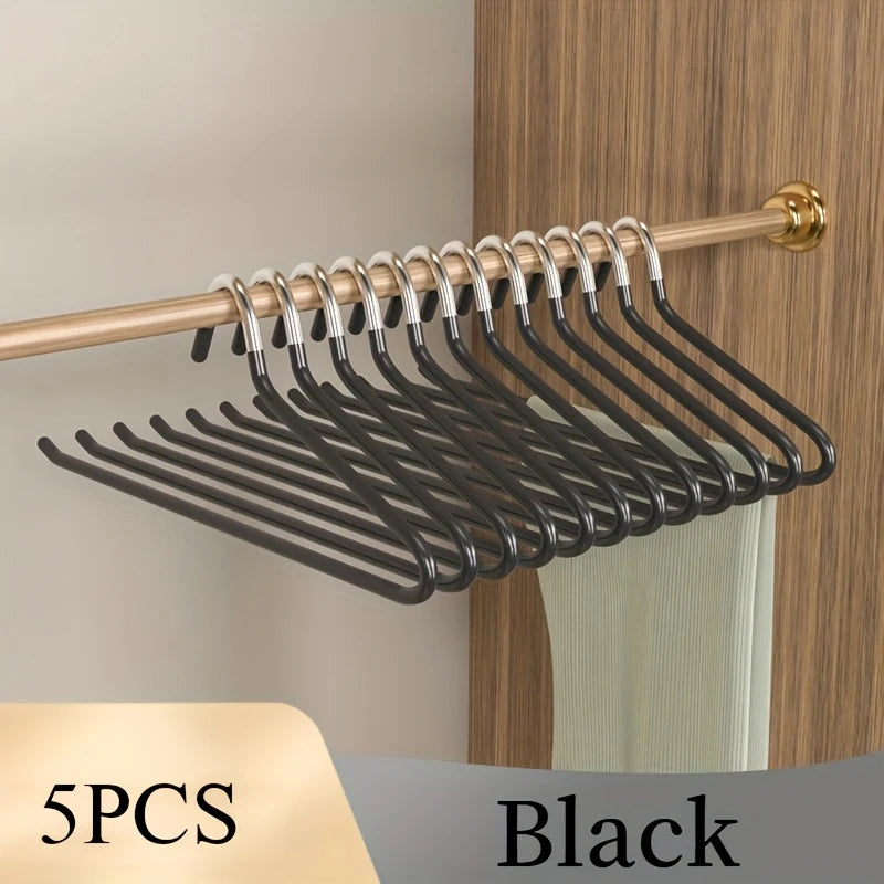 Metal Pants Hangers Non-Slip Open-Ended Black Closet 5/10Pc Pants Hangers Babs 5Pcs-Black