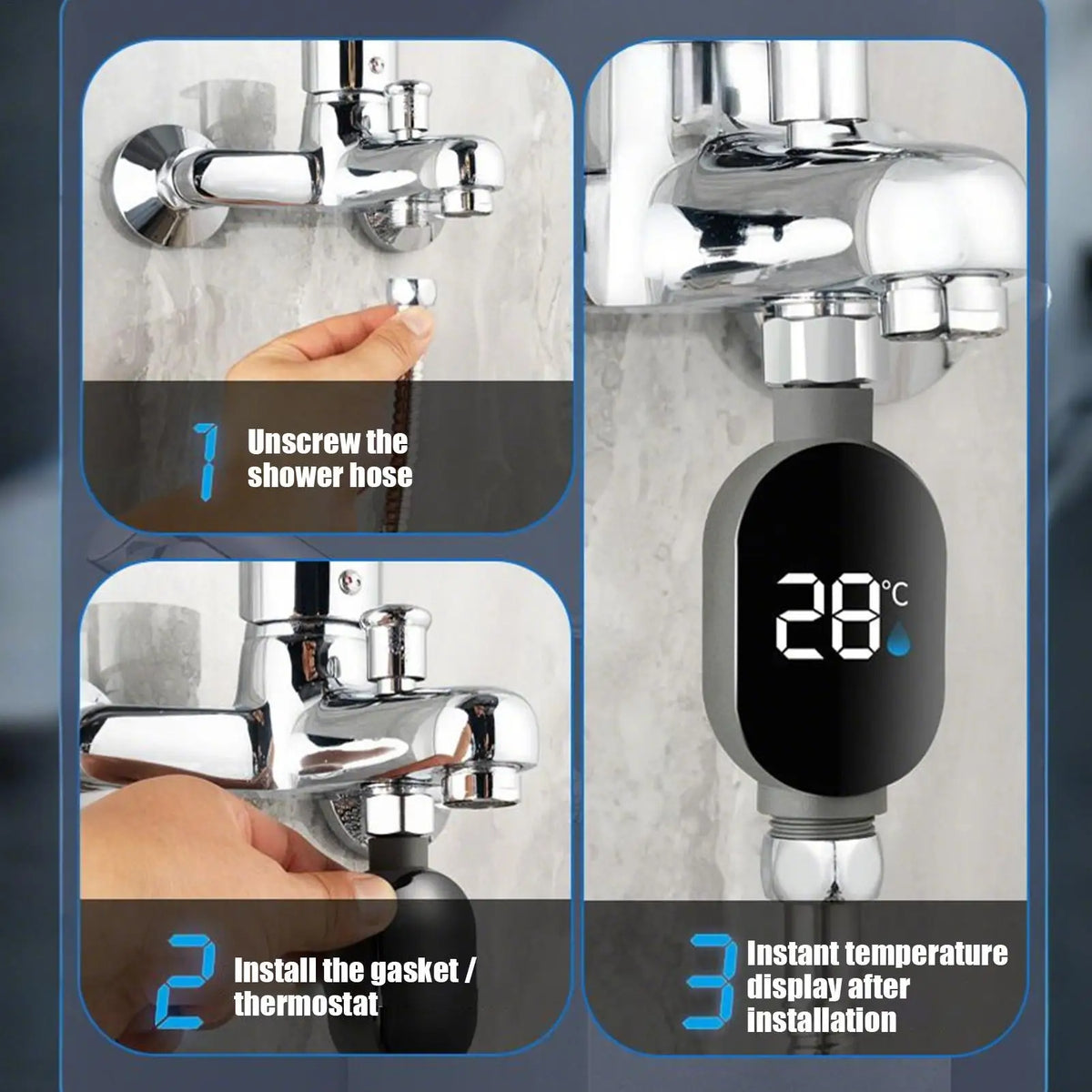LED Digital Shower Thermometer – Accurate Water Temp Gauge Shower Thermometer Babs