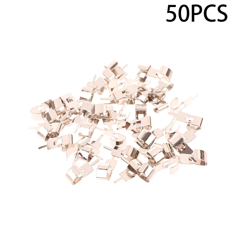 50PCS Spring Steel 18650 Battery Contact Clips for Electronics Battery Contact Clips Babs Silver