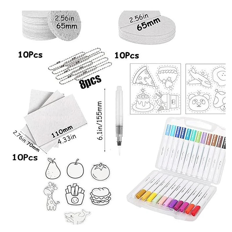 DIY Bubble Texture Painting Kit – 12 Markers & 10 Foam Papers Kids Art Craft Kit Babs