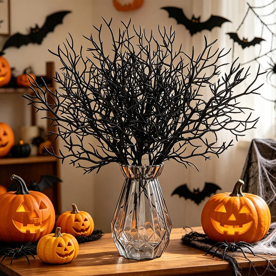 10pcs Black Artificial Branches Halloween Party Vase Décor Artificial Decor Branches Babs