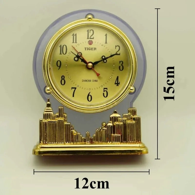 Retro Gold Metal Desk Clock – Antique Tabletop Home Décor Decorative Desk Clock Babs