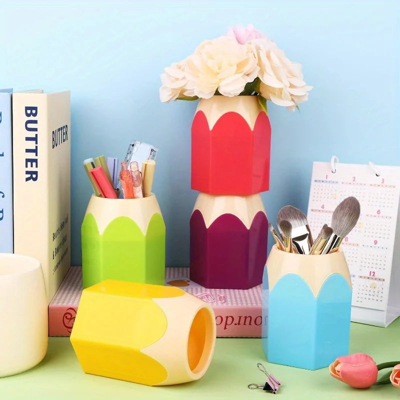 Pencil-Shaped Pen Holder – Cute Colorful Desktop Organizer Desktop Pen Holder Babs