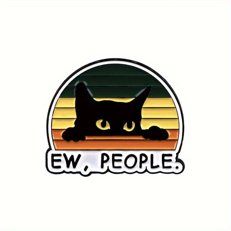 2pcs Black Cat Enamel Pin Brooch – Funny Animal Lapel Pin Set Enamel Lapel Pin Babs