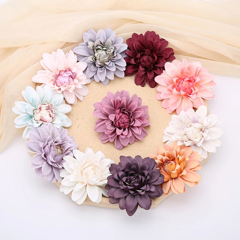 3/5Pcs Dahlia Silk Artificial Flower Heads – DIY Wreath & Decor Artificial Silk Flowers Babs