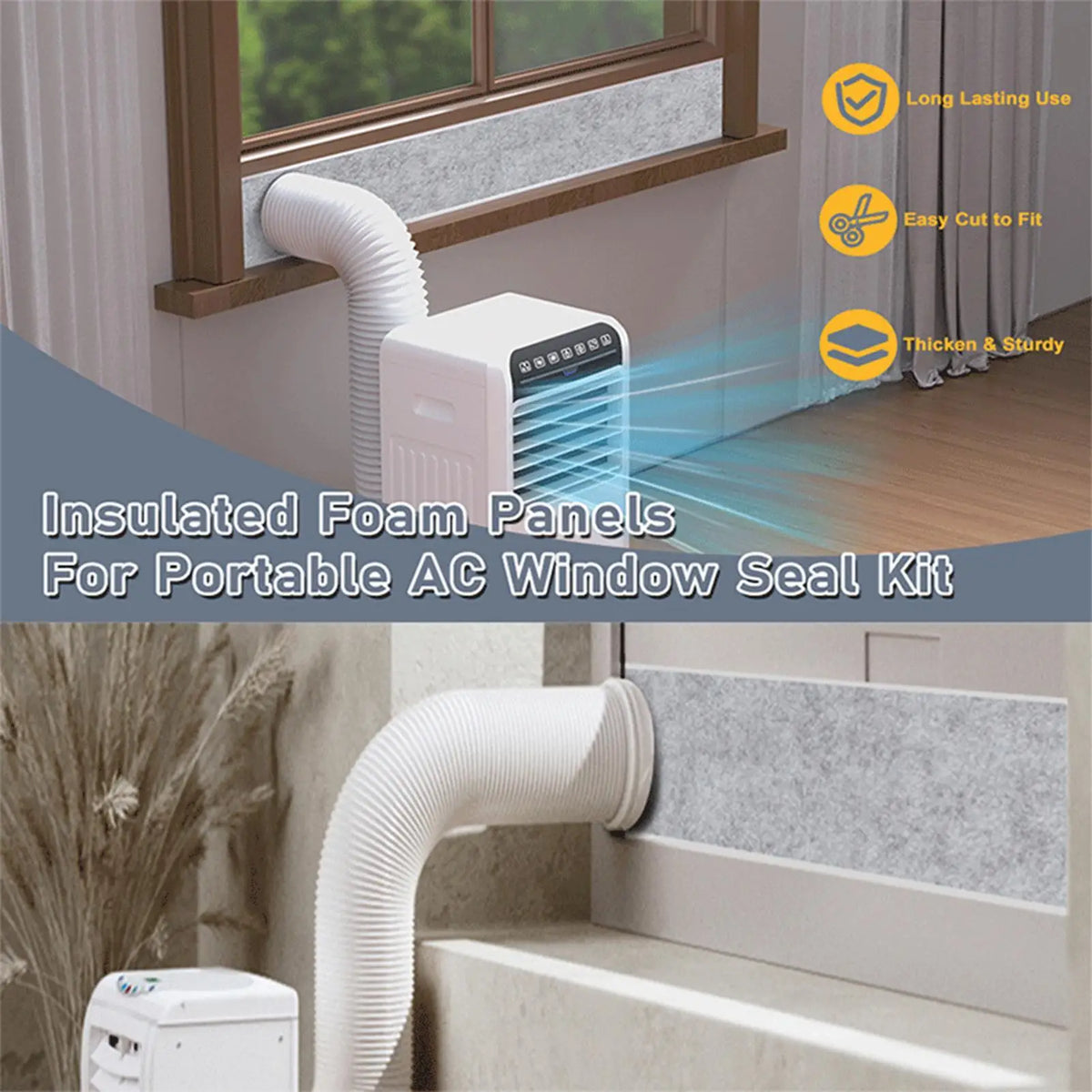 Portable AC Window Foam Seal Kit – 3-Panel Insulation Set AC Window Seal Kit Babs