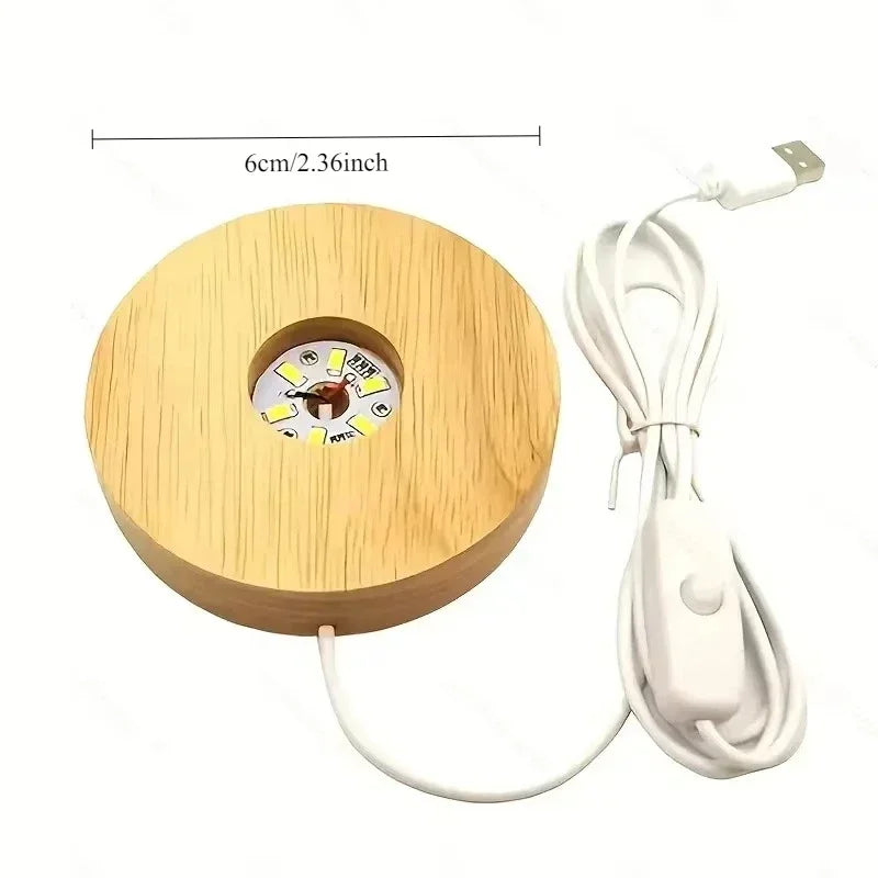 Wooden LED USB Night Light Display Stand – Desktop Lamp Base LED Display Lamp Base Babs 6cm Warm White 3000K