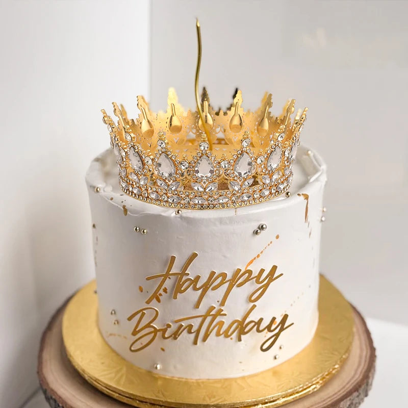 Metal Crown Cake Topper Gold Silver Crystal – Wedding & Birthday Crown Cake Topper Babs