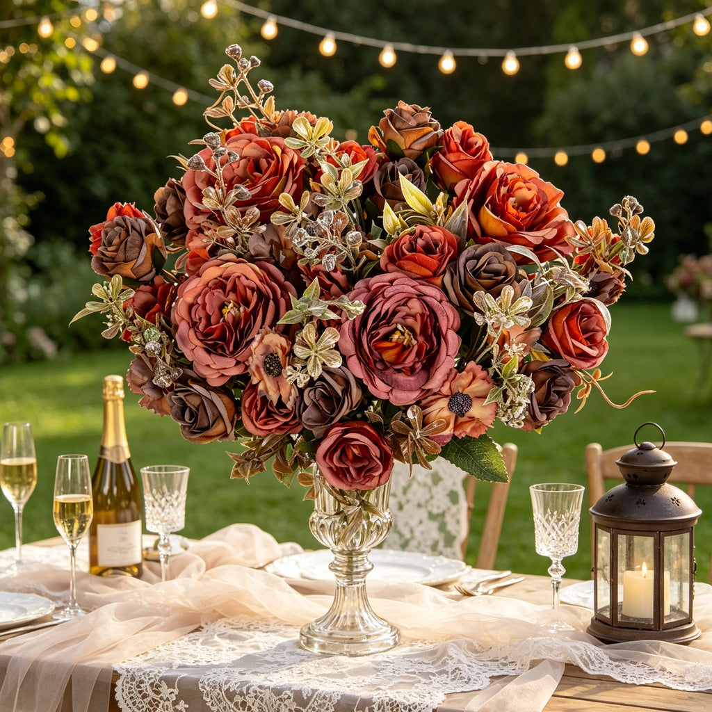 Artificial Silk Retro Rose Bouquet – Wedding & Home Decor Artificial Flower Bouquet Babs