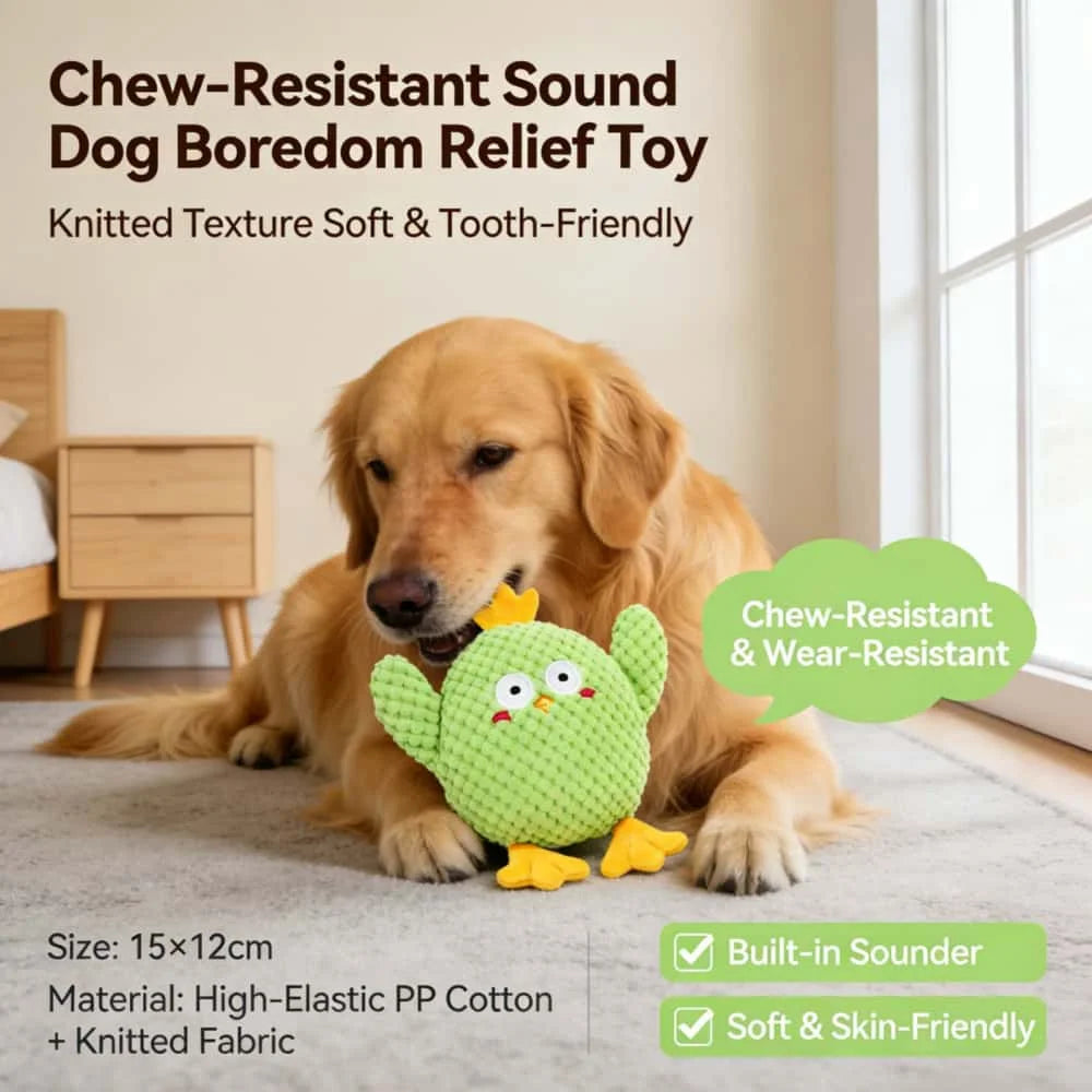 Green Chicken Squeaky Plush Dog Toy – Durable Puppy Chew Plush Dog Toy Babs Green 1pc